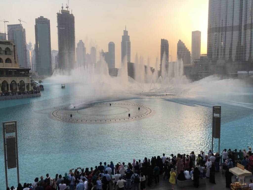 Dubai fountain at night.