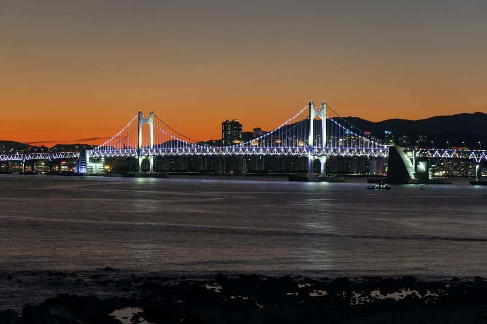 Busan at night bridge