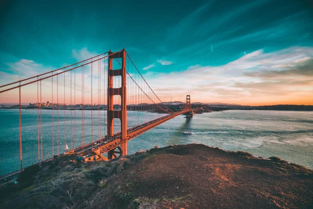 Edited image of Golden Gate bridge.
