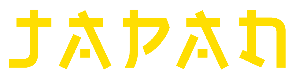 Small yellow logo saying japan in yellow.