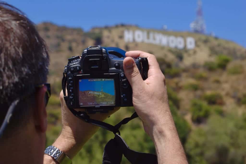 Taking photo of the hollywood sign.