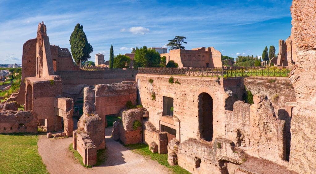 Ancient ruins at the Palatine Hill in rome, italy.