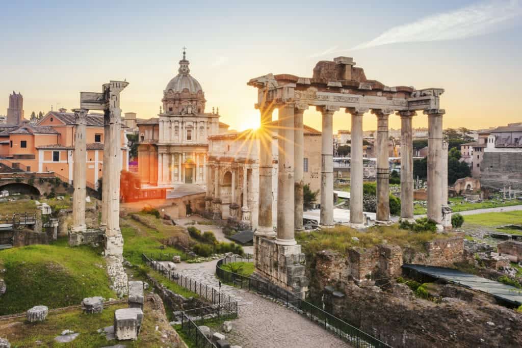 Forum romana during sunset.