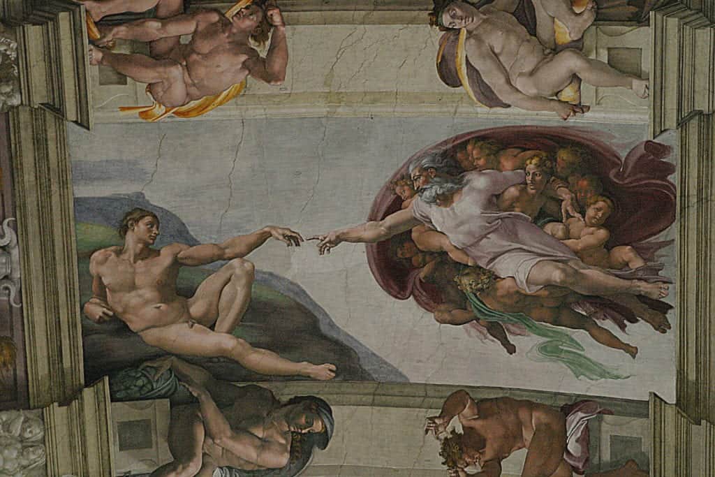 Famous painting in the roof of Sistine Chapel.