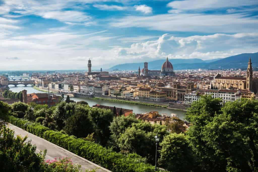 Beautiful view of florence city and the cathedral of santa maria del fiore. florence
