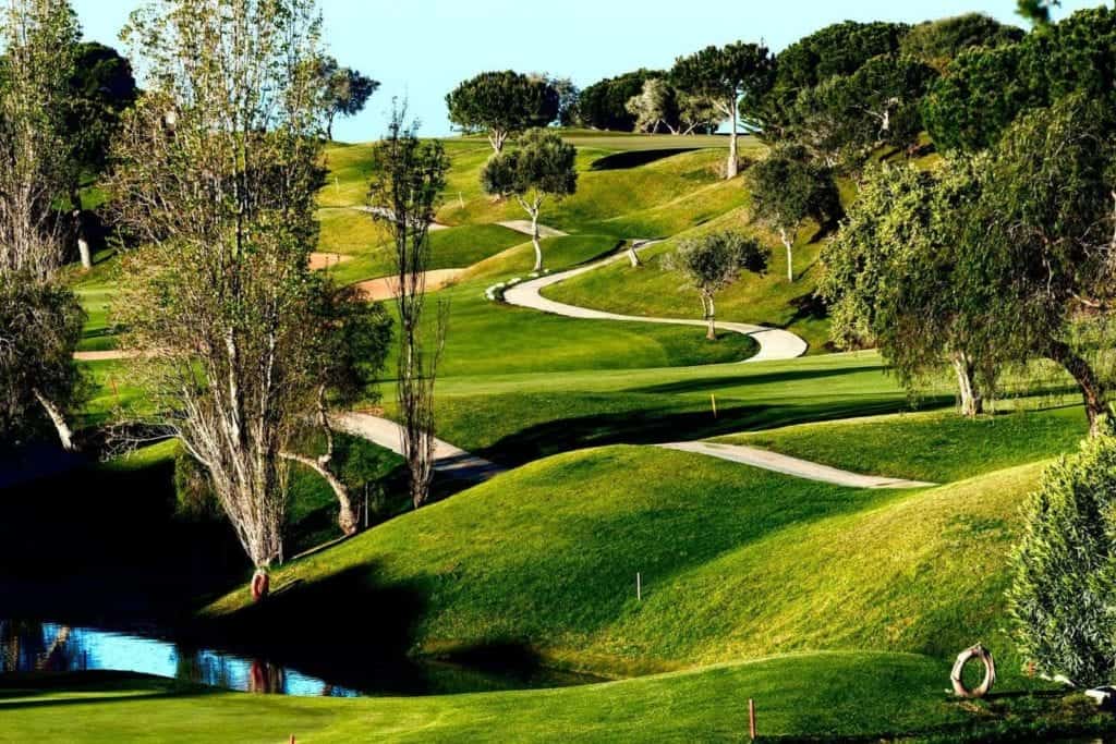 Curvy walking passage over Cabopino Golf court in spain.