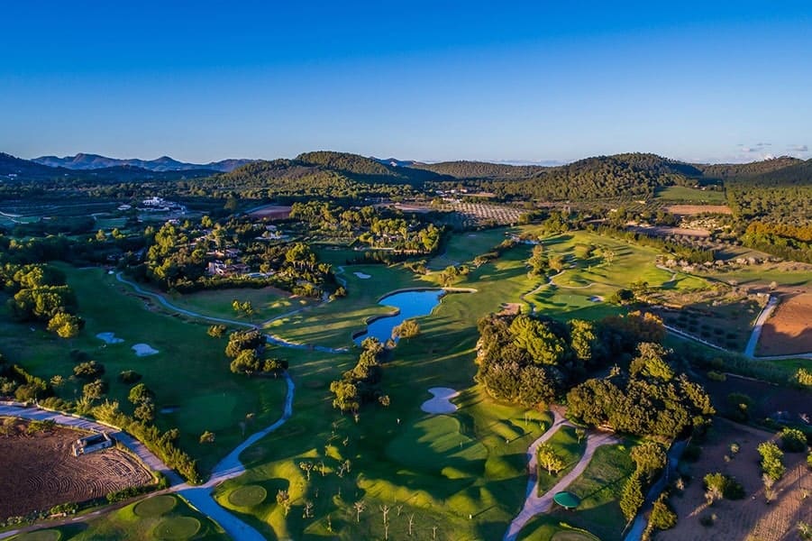 Former PGA tour field Pula Golf Resort in Spain from above.
