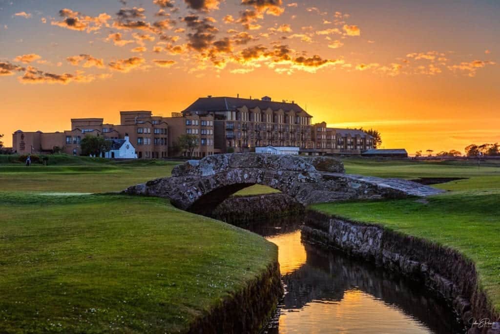Sunset over the beautiful course in Skottland, Scotland.