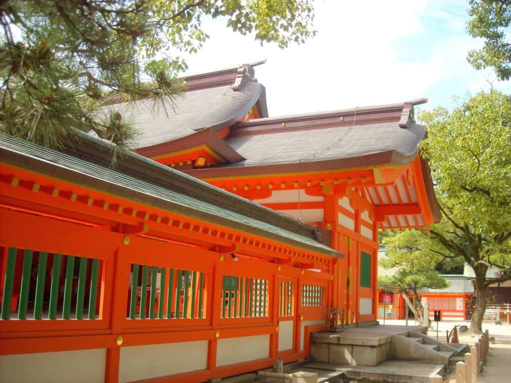 Rött tempel i Fukuoka